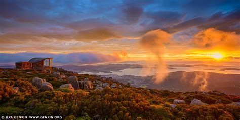 Beautiful Sunrise Over Hobart From Mount Wellington Lookout Image ...