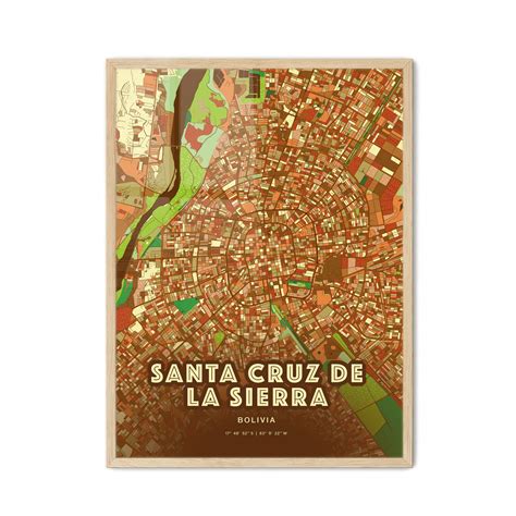 Colorful Santa Cruz De La Sierra Bolivia Fine Art Map Print by ...