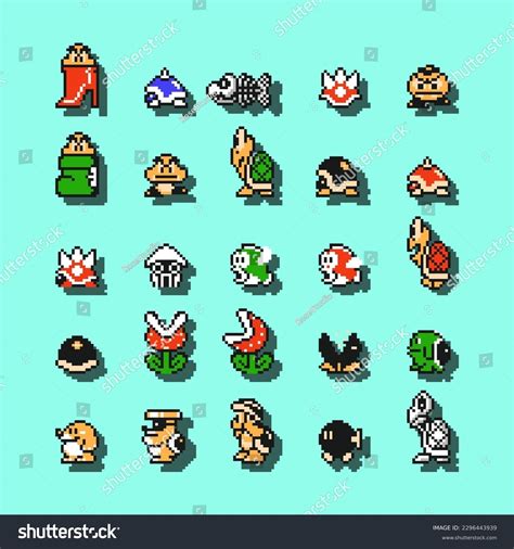 Set Enemies Characters Super Mario Bros Stock Vector (Royalty Free ...