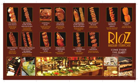 Rioz Brazilian Steakhouse menu in Myrtle Beach, South Carolina, USA