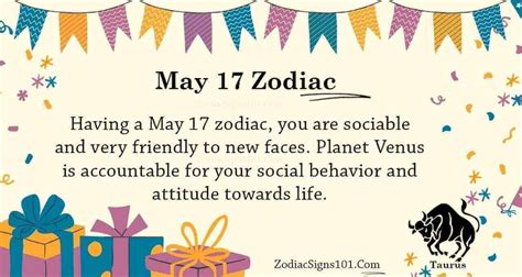 May 17 Zodiac is Taurus, Birthdays and Horoscope - ZodiacSigns101