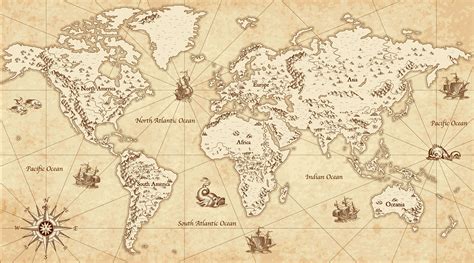 Vintage World Map Wallpaper Mural