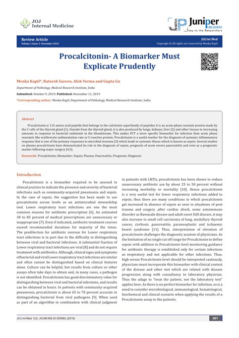 (PDF) Procalcitonin-A Biomarker Must Explicate Prudently