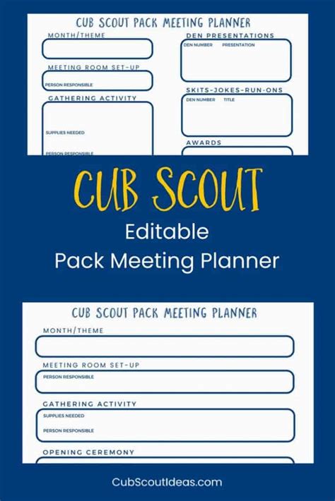 Free Cub Scout Pack Meeting Planner | Cub Scout Ideas