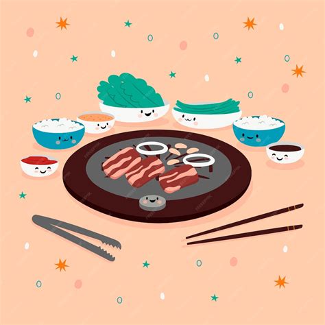 Free Vector | Delicious korean bbq illustration