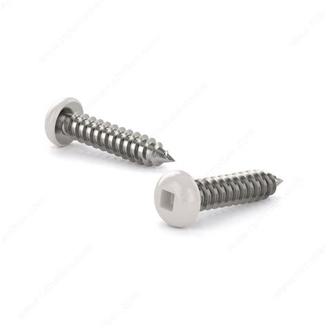 Stainless Steel Metal Screw, White Pan Head, Square Drive, Self-Tapping ...