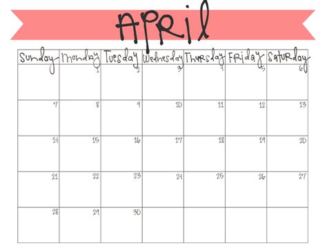 April Calendar Printable - Calendar Templates