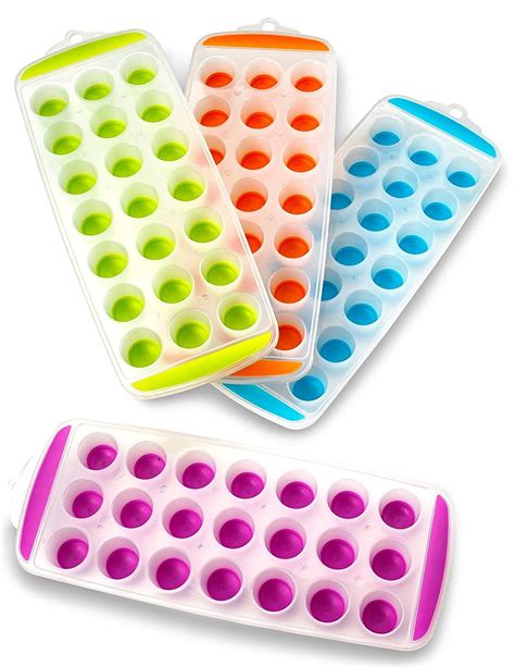 Ice Cube Trays Silicone – Set Of 4, Holds Up To 21 Mini Rounded Ice ...