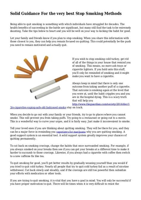 Solid Guidance For the very best Stop Smoking Methods