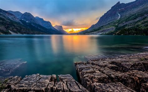 Fond d'écran : paysage, Montagnes, le coucher du soleil, mer, baie ...