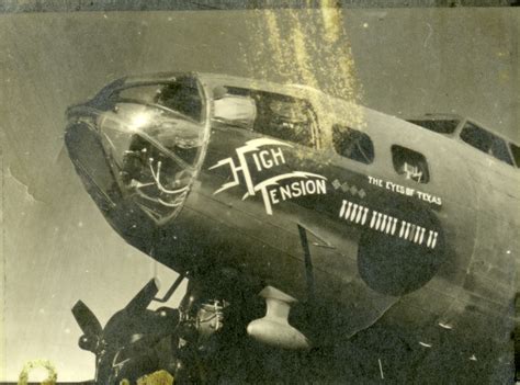 Mission markers and nose art on the B-17 bomber "High Tension", 1942-45 ...