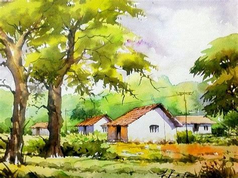 Village scene in watercolor by me.. Female Art Painting, Art Painting ...