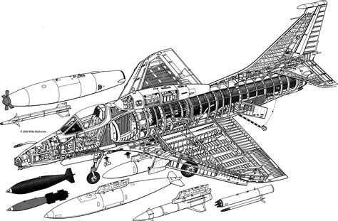 Douglas A-4 Skyhawk Cutaway Drawing in High quality