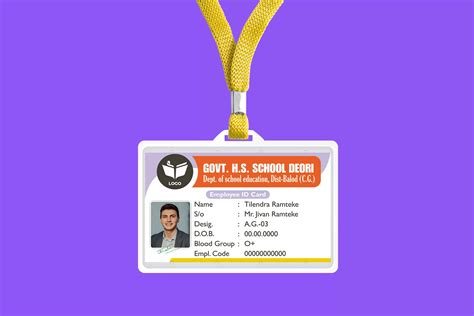 School Employee ID Card Template - Free Hindi Design