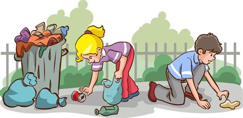 children cleaning the environment from garbage cartoon vector 21729473 ...