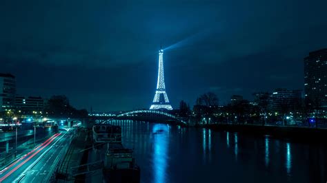 Papier peint Paris, Tour Eiffel, Ville de nuit, Rivière, Bridge HD ...