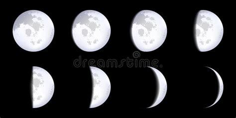 Creative Illustration of Realistic Moon Phases Schemes Isolated on ...