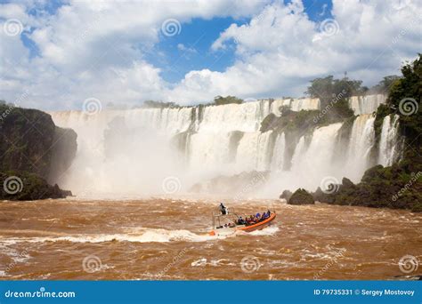 Tourist Boat at Iguazu Falls Stock Image - Image of boat, iguacu: 79735331