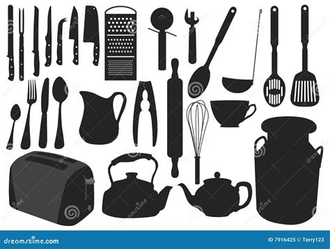 Kitchenware silhouette stock vector. Illustration of churn - 7916425