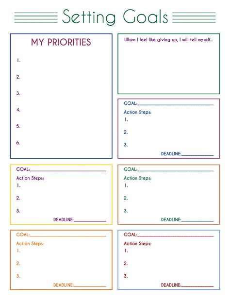 Printable Goal Sheets | Brennan