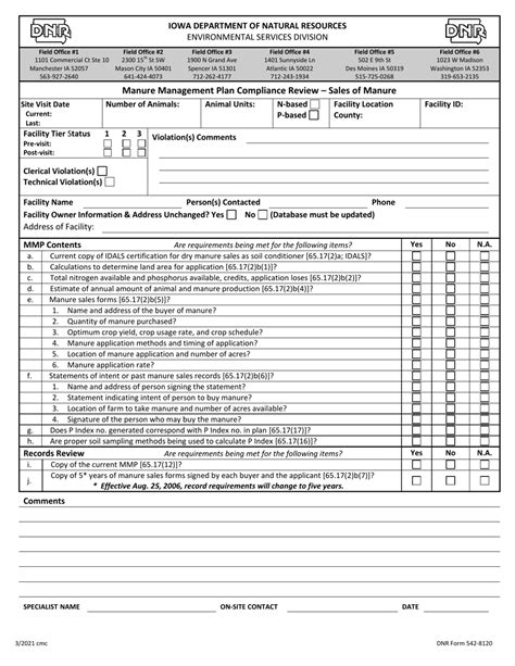 DNR Form 542-8120 Download Fillable PDF or Fill Online Manure ...