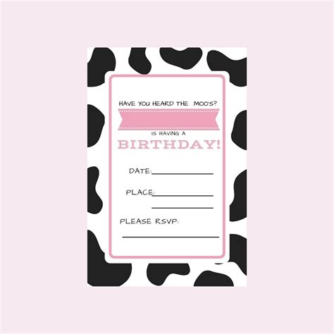 Cute Cow Birthday Invitations/ Download Printable/ Cow Print Happy ...