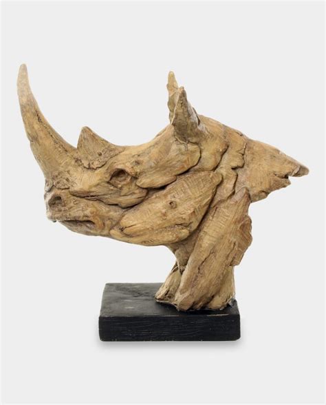 Rhino Head Trophy on Base - bronze-sculpture-art.com