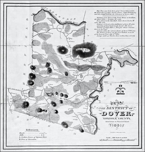 Dover Massachusetts Historical Map 1831 Black and White Photograph by ...