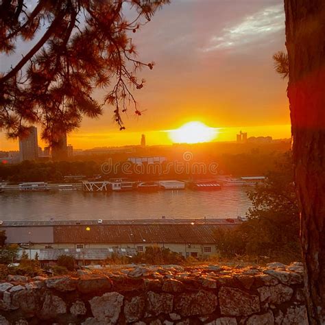 Kalemegdan sunset Belgrade stock image. Image of sunlight - 218877407