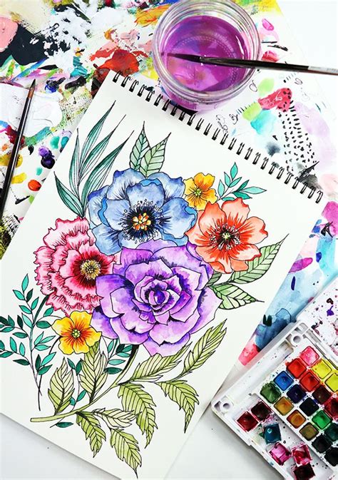 alisaburke: a peek inside my sketchbook Floral sketchbook page. Blog ...