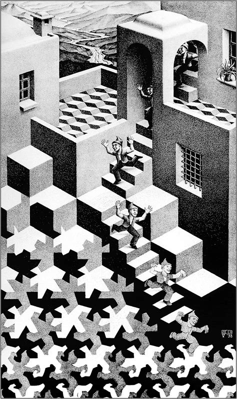 M. C. Escher, Artwork, Optical illusion, Monochrome, Portrait display ...