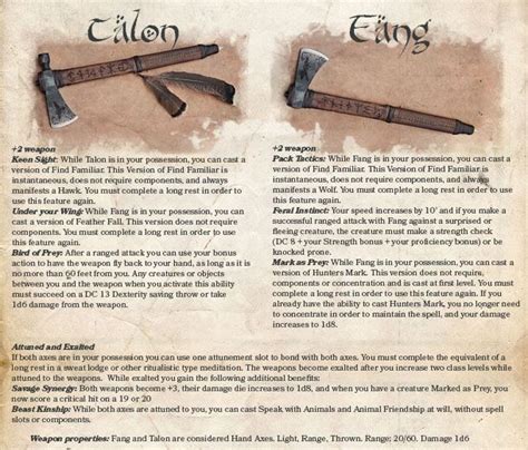 Fang and Talon. Magical hand axes. #dnd5e #dungeonsanddragons #homebrew ...