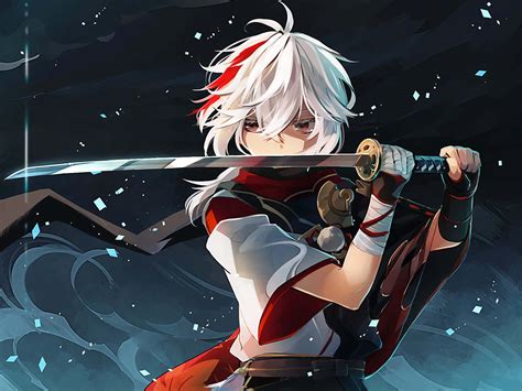 Download Kazuha Genshin Impact Katana Fanart Wallpaper | Wallpapers.com