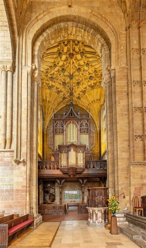 Organ and Vaulted Ceiling in the North Transept Inside Sherborne Abbey ...