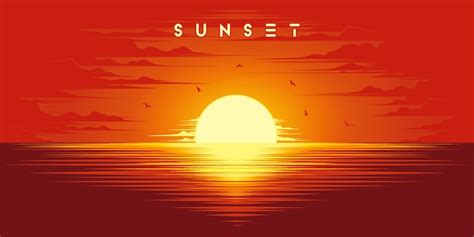 Premium Vector | Beautiful sunset illustration