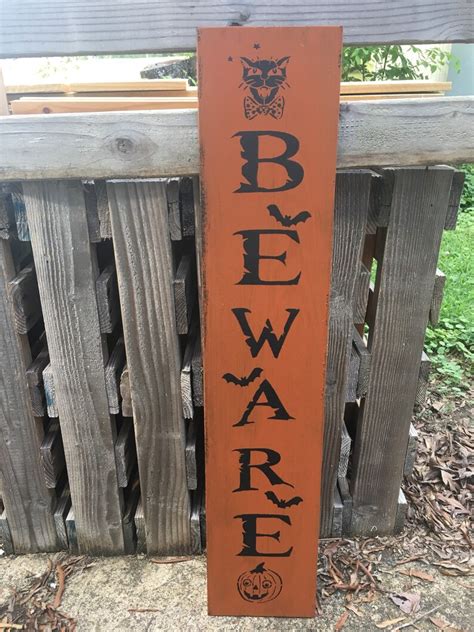 Beware Halloween Sign Halloween Sign Porch Sign Halloween | Etsy