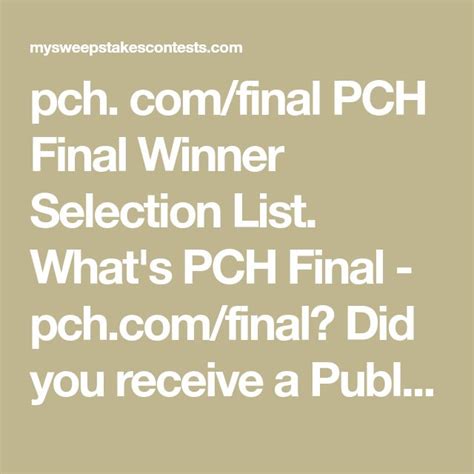 pch. com/final -What Is The PCH Final Winner Selection List? | Lotto ...