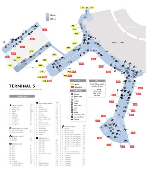 Pearson airport terminal 3 map - Pearson terminal 3 map (Canada)