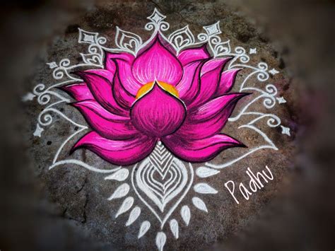 Lotus Rangoli | Rangoli designs, Free hand rangoli design, Simple ...