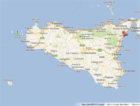 Taormina on Map of Sicily