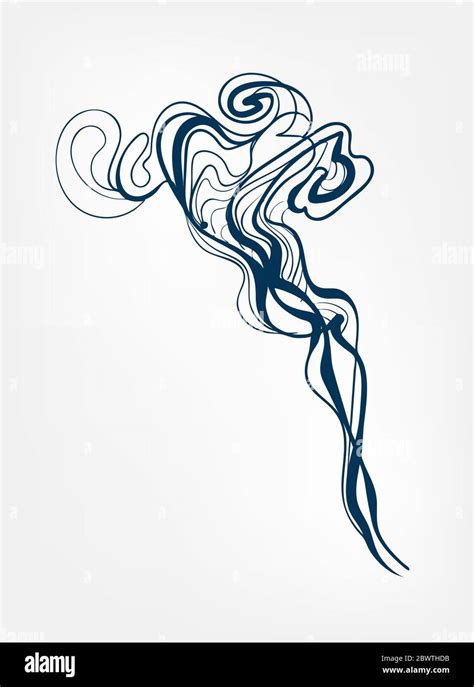 smoke line art sketch outline isolated design element cosmetics Stock ...