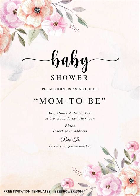 Rustic Floral Baby Shower Invitation Templates - Editable With ...