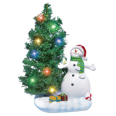 Outdoor Solar Lighted Sculpture Christmas Tree Lights Snowman in Santa ...