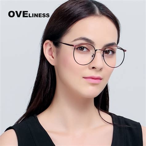 Metal eyeglasses frame women optical eye glasses frame Round Big Frame ...