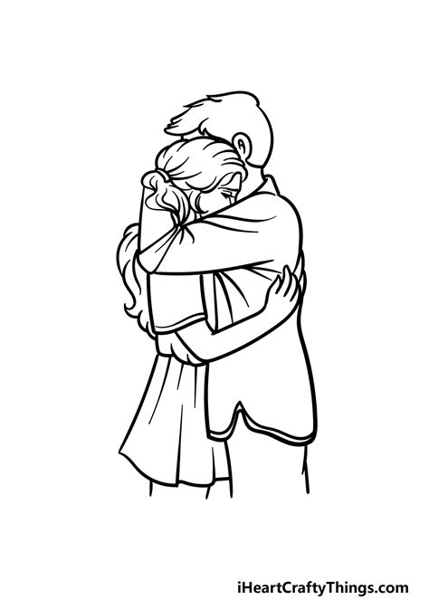 Two People Hugging Drawing