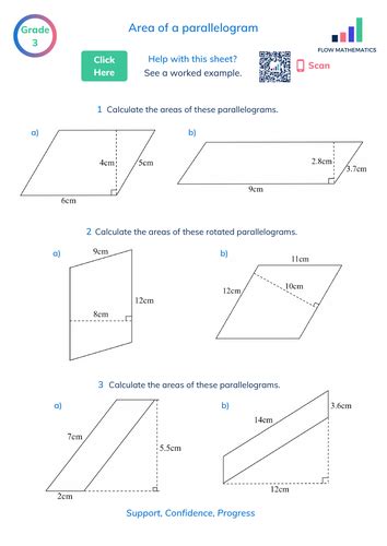 Area of a parallelogram worksheet | Teaching Resources