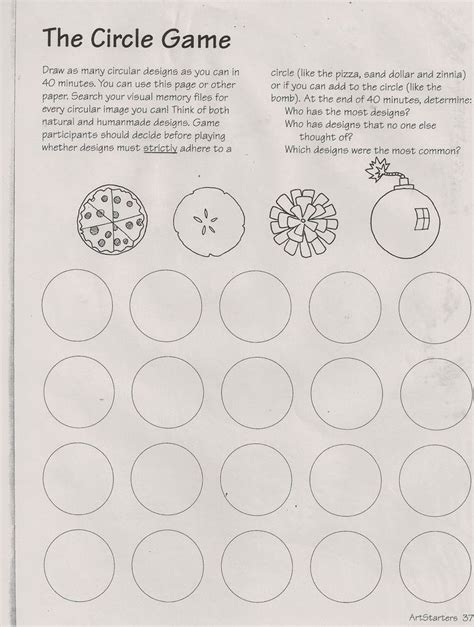 Circle Drawing Game - Art Worksheets Printables | Art worksheets, Art ...