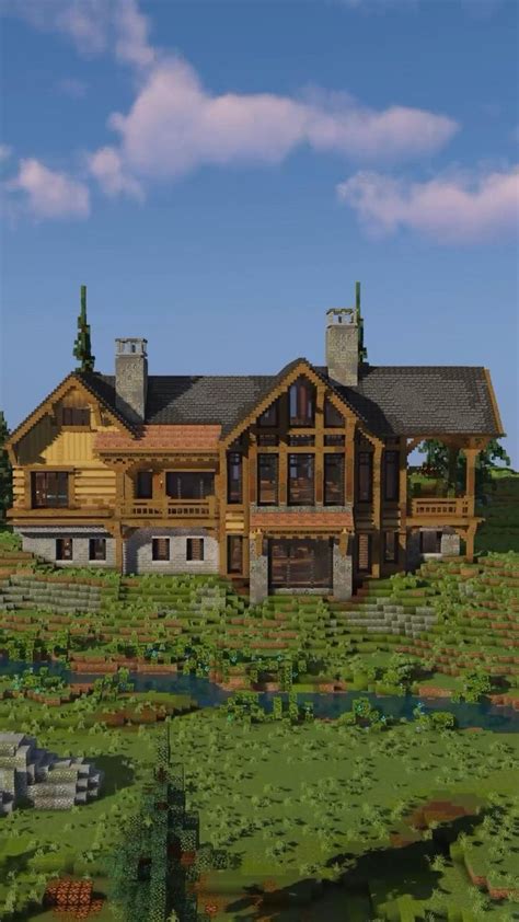 Rustic Minecraft Log Cabin Mansion