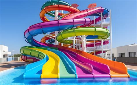 Premium AI Image | Beautiful water park with colorful water slides