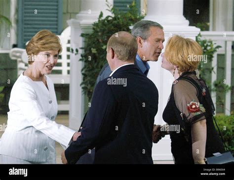 US president George Bush and his wife Laura Bush meeting Russia s ...